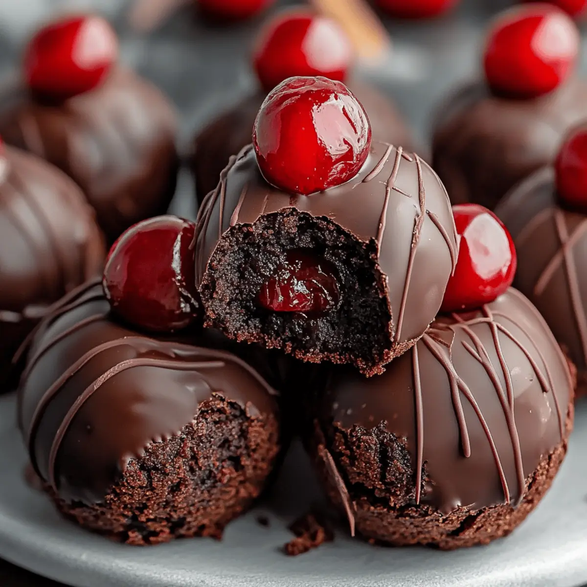 Chocolate Covered Cherry Brownie Bombs