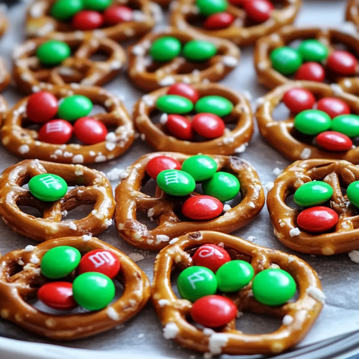 Mint M&ms Christmas Pretzels with Hugs