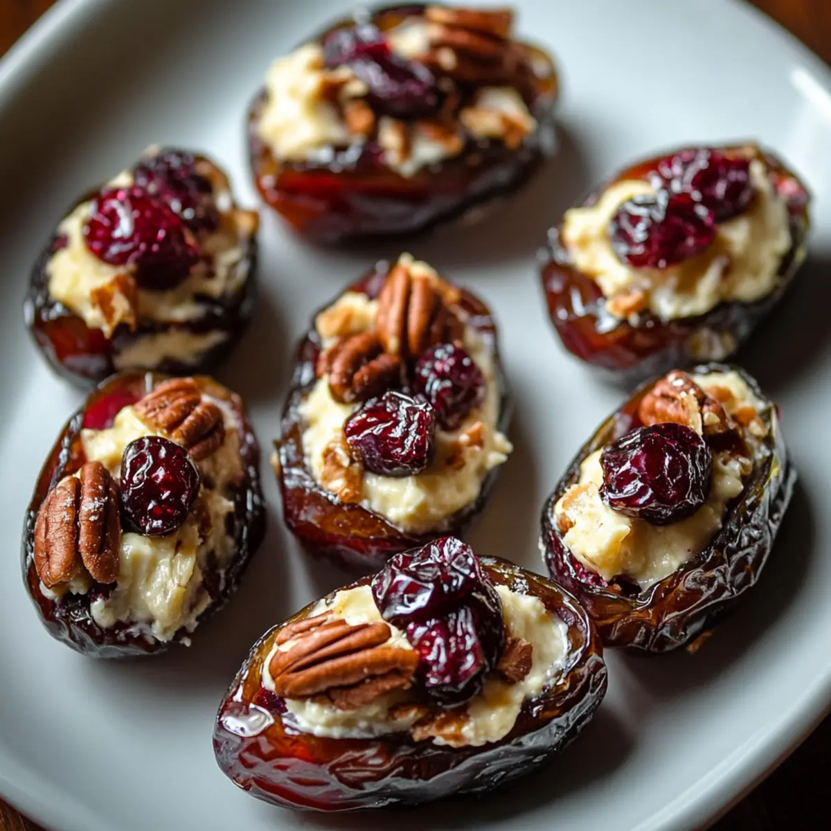 Cranberry Pecan Cream Cheese Stuffed Dates