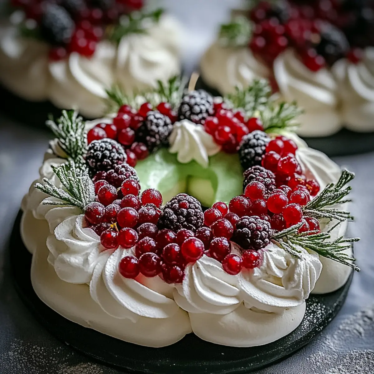Holiday Wreath Meringues with Berries & Cream