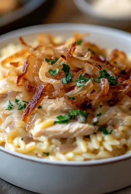 French Onion Chicken Orzo Casserole