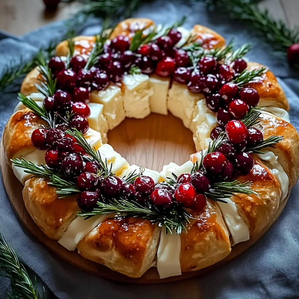 Brie Cheese and Cranberry Christmas Wreath