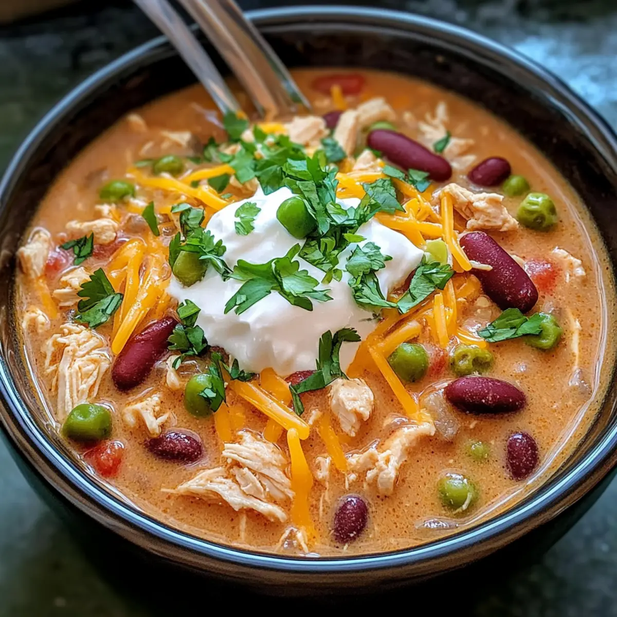 Crockpot Cream Cheese Chicken Chili