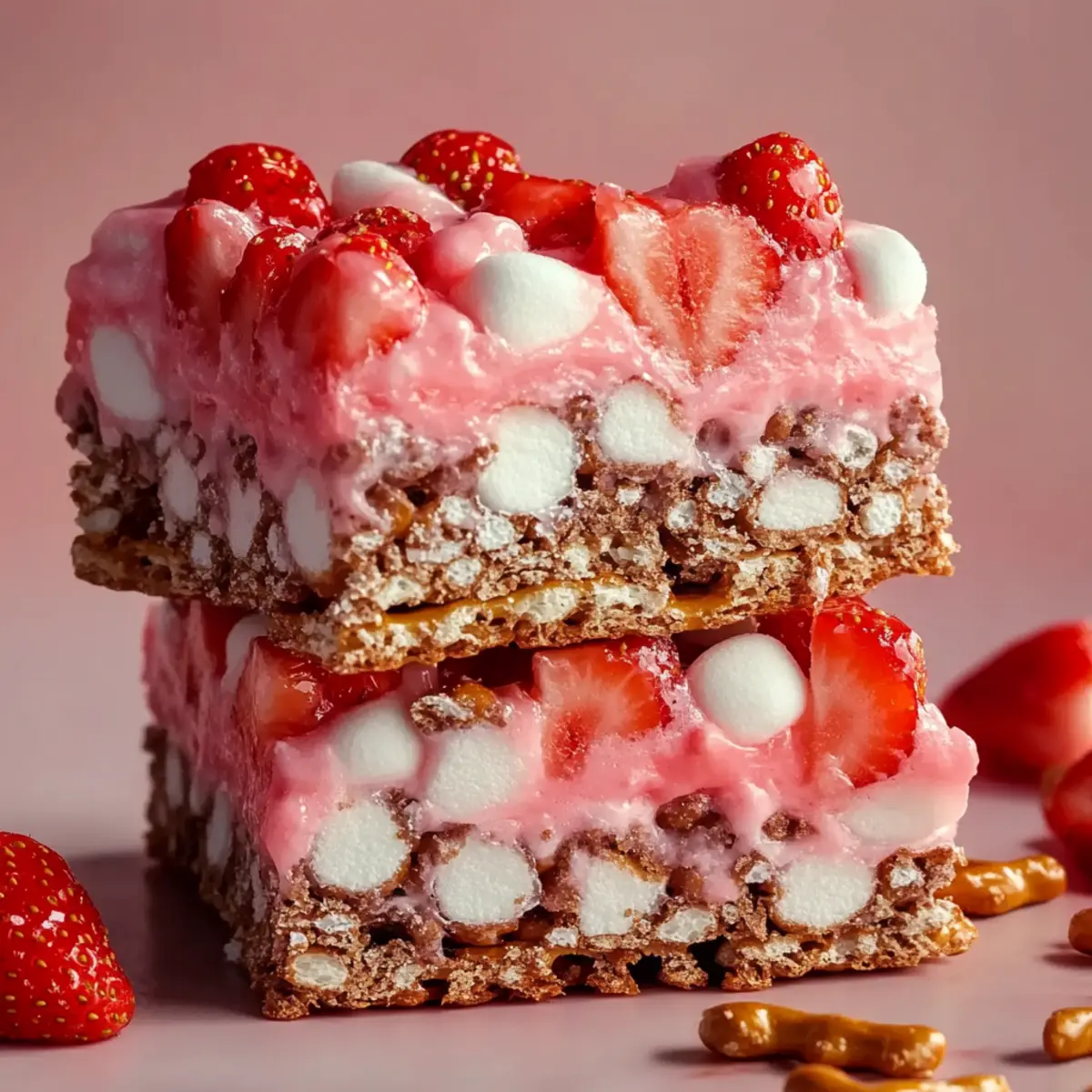Strawberry Pretzel Marshmallow Treats