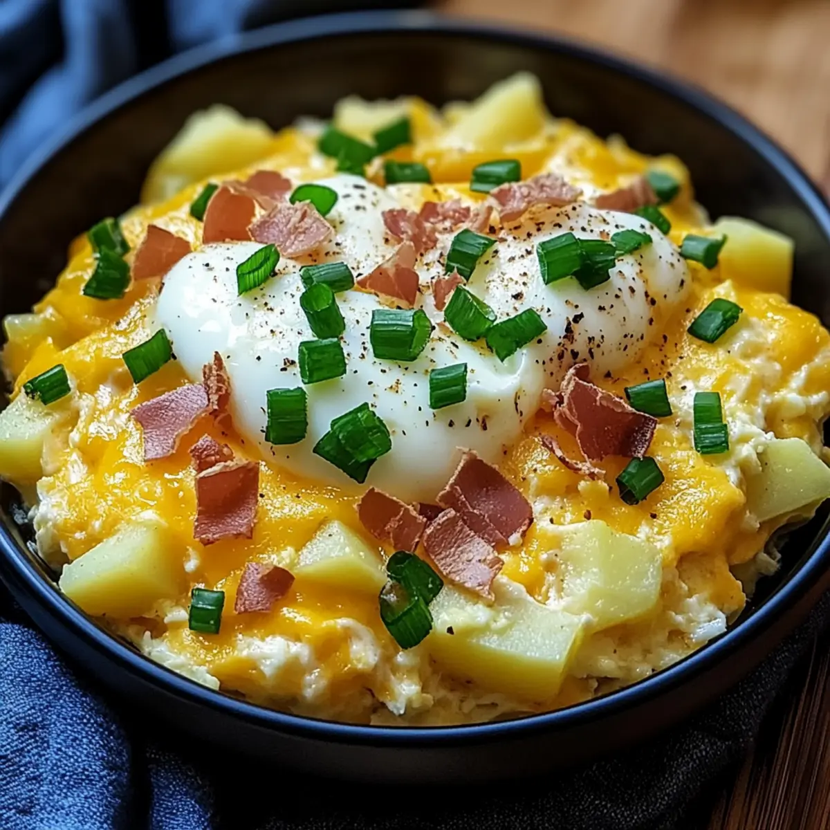 Cheesy Potato Egg Scramble
