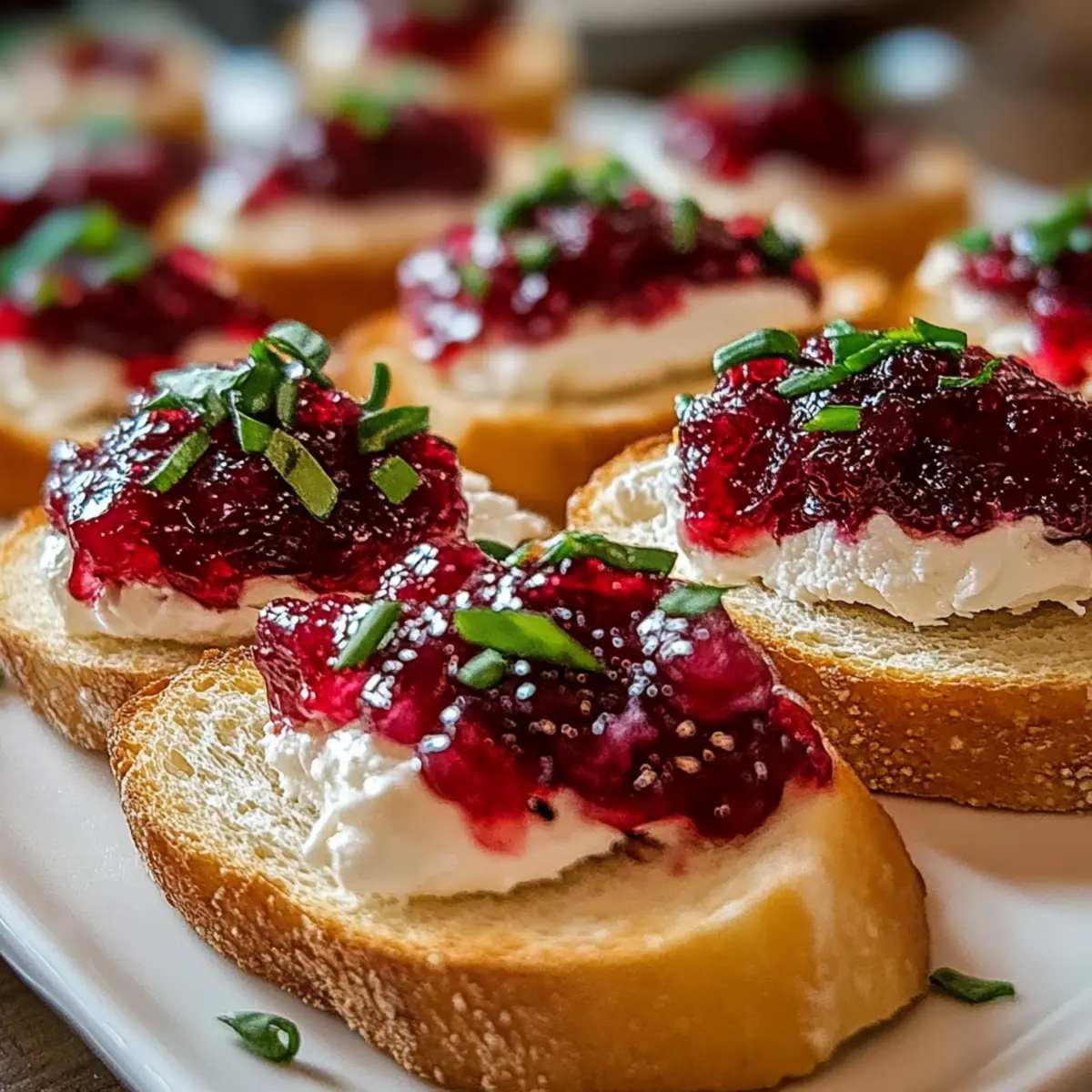 Cranberry Pepper Jelly Cream Cheese Bruschetta