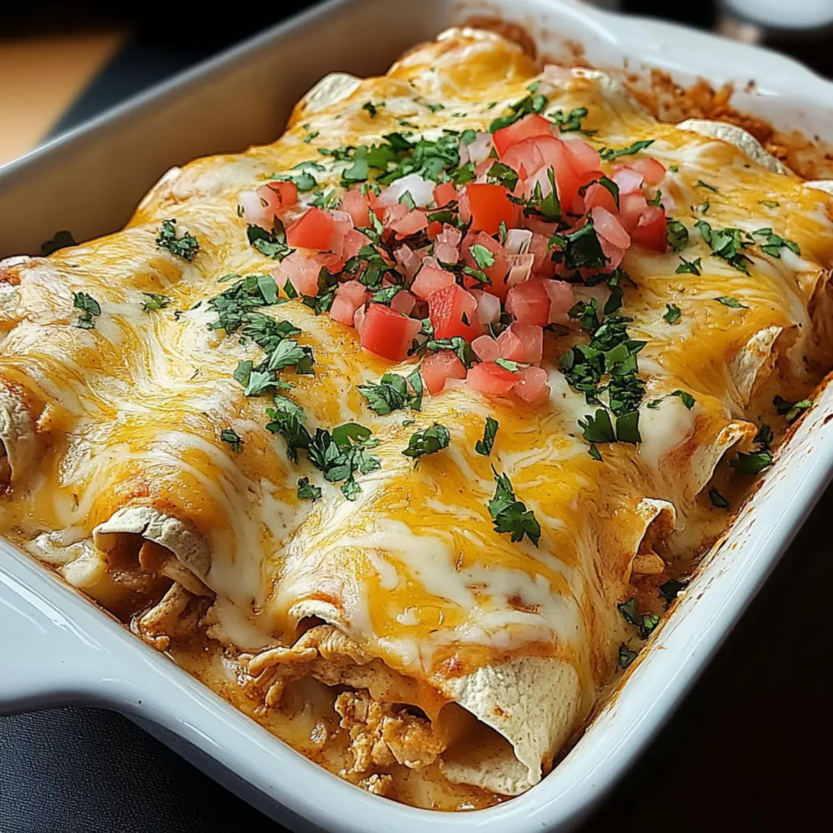 Queso Chicken Enchiladas Bake