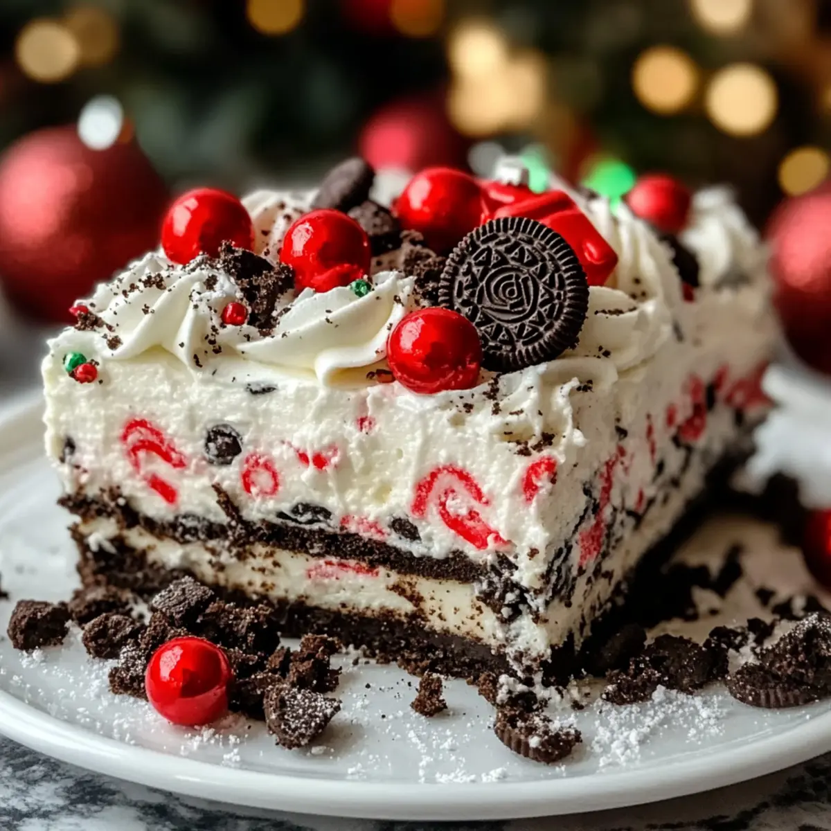 No-Bake Christmas Oreo Lasagna