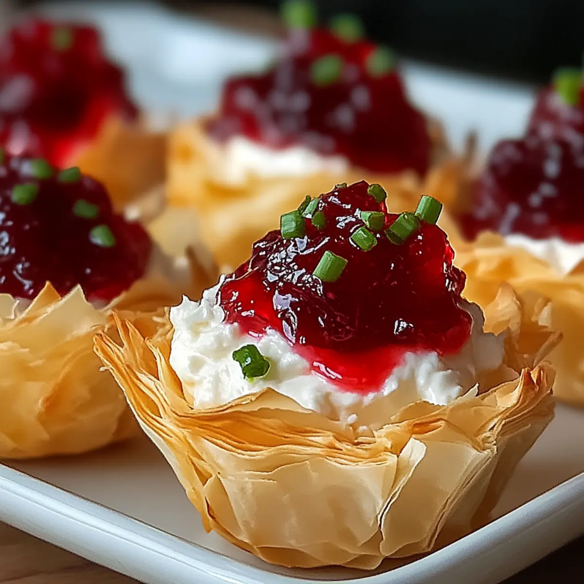 Cranberry Pepper Jelly Cream Cheese Phyllo Cups
