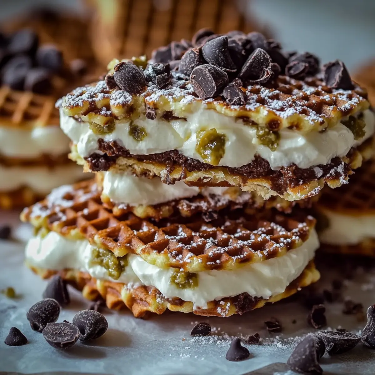 Chocolate Cannoli Pizzelle Sandwiches