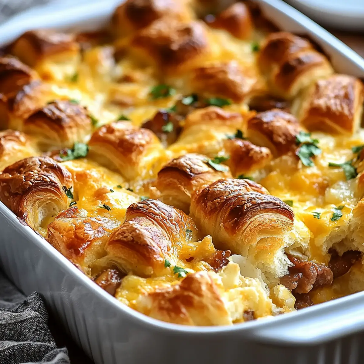 Overnight Croissant Breakfast Casserole