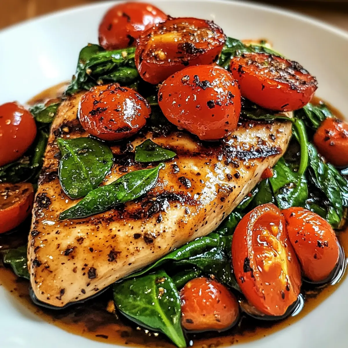 Balsamic Chicken Breast with Spinach and Tomatoes