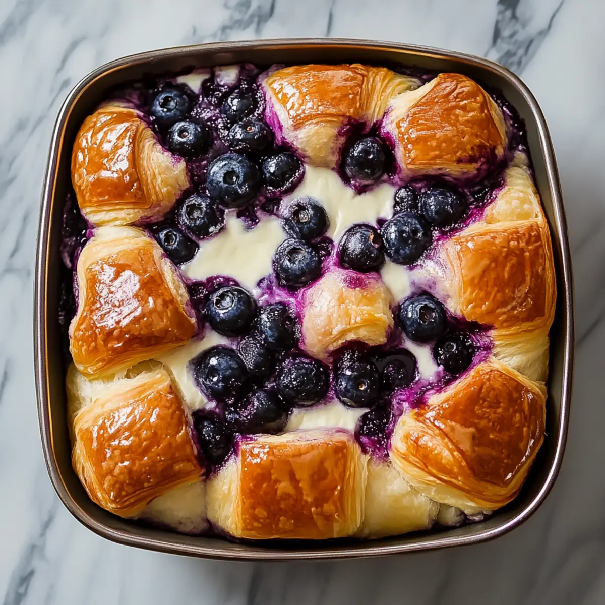 Blueberry Cream Cheese Croissant Casserole