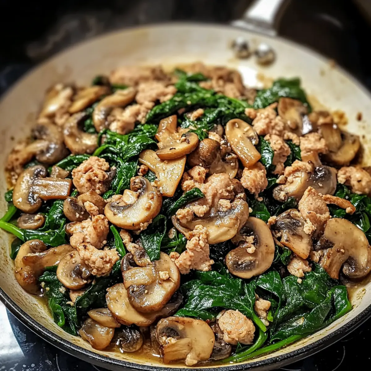 Turkey Spinach Mushroom Skillet