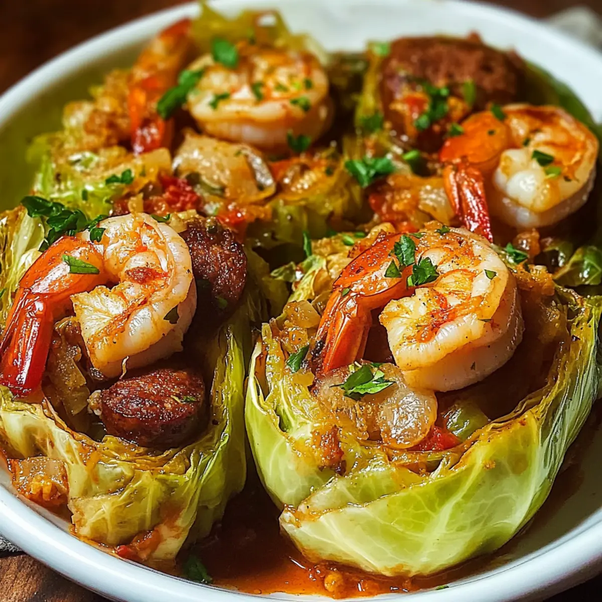 Keto Cajun Shrimp & Sausage Stuffed Cabbage