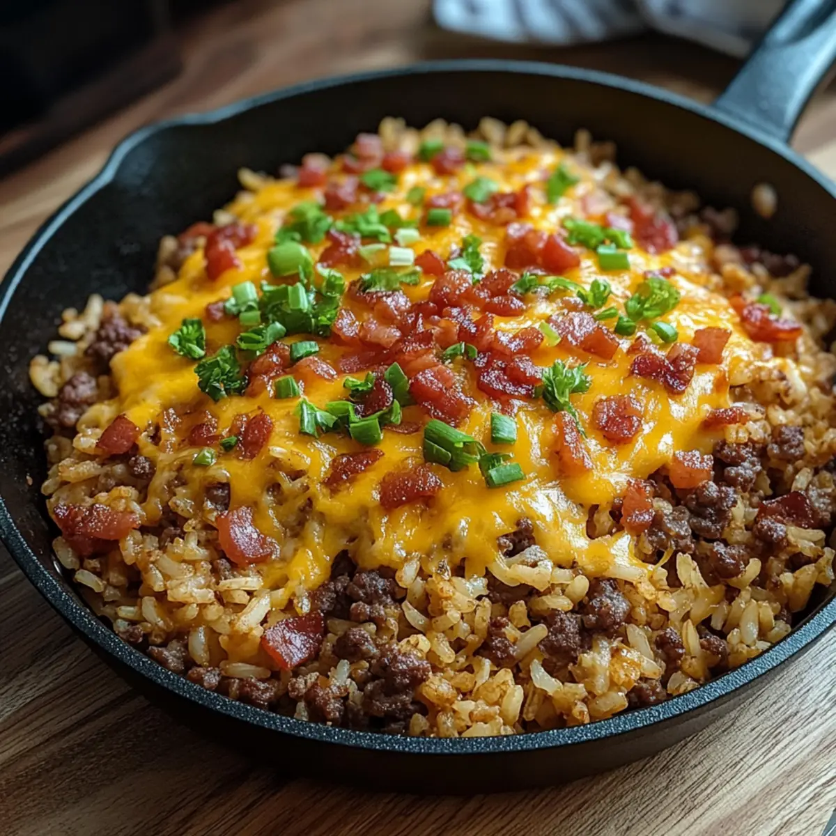Bacon Cheeseburger Rice Skillet