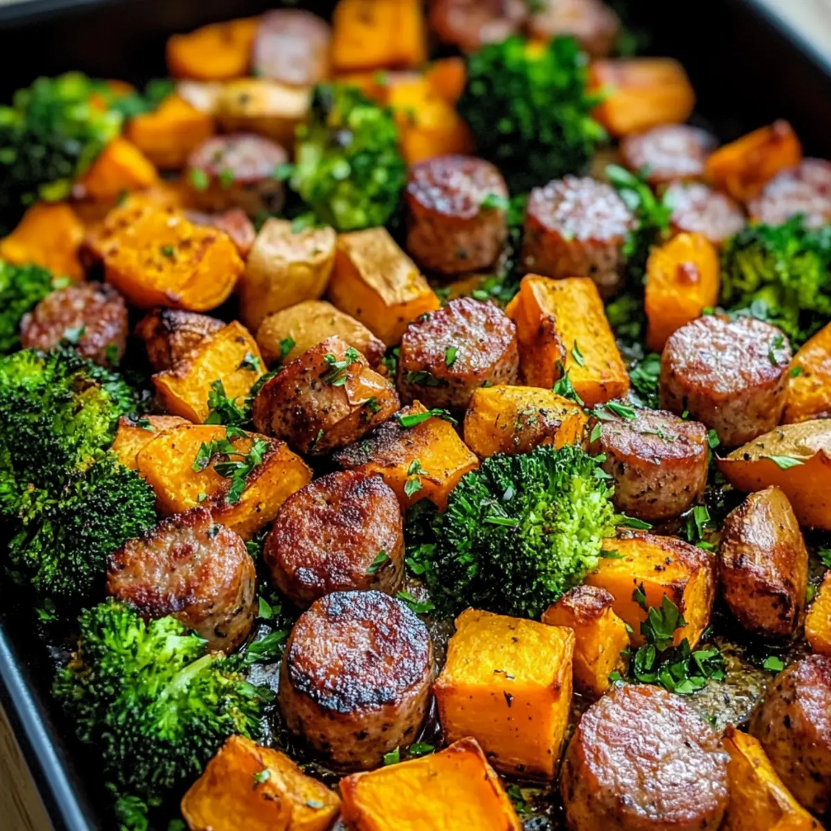 Sheet Pan Sausage and Sweet Potatoes