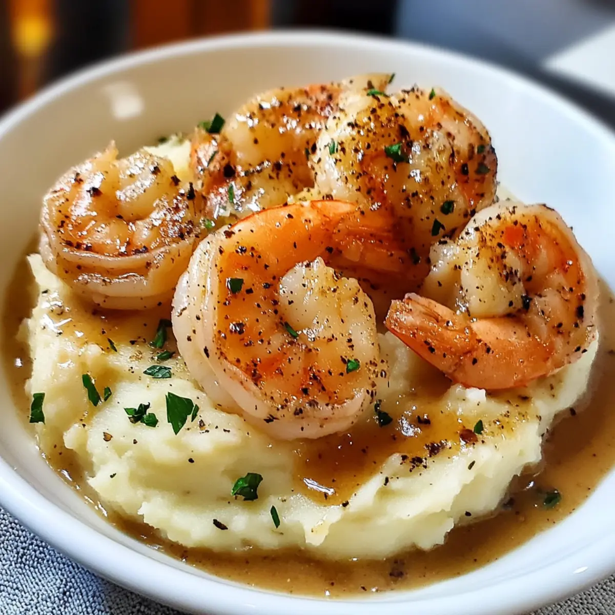 Creamy Garlic Shrimp Over Mashed Potatoes