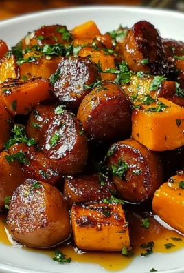 Sausage and Sweet Potatoes with Honey Garlic Sauce