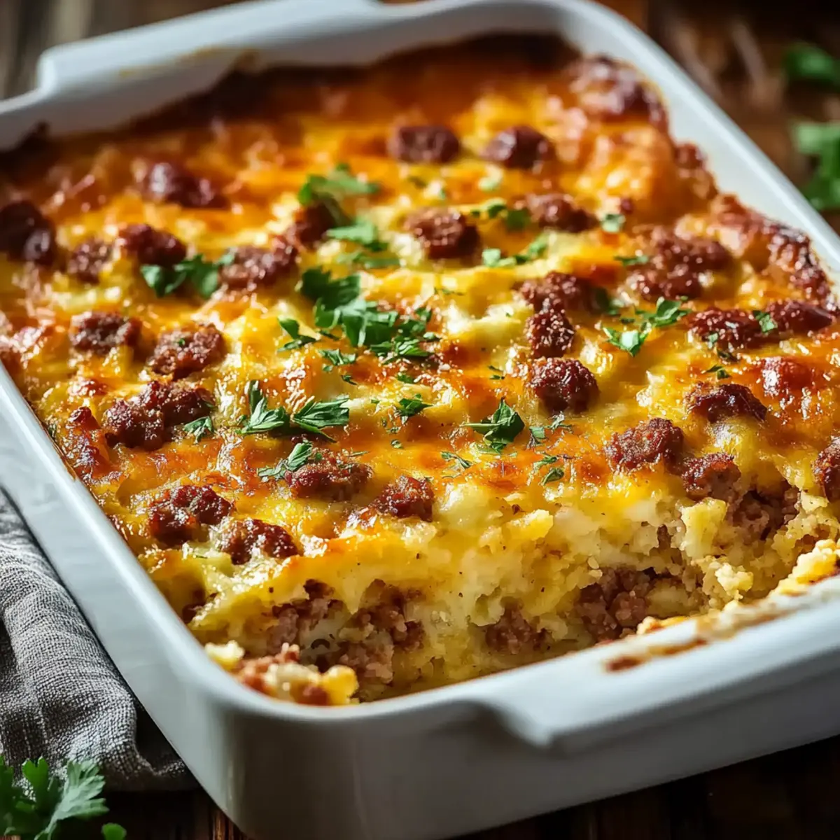 Sausage Hash Brown Breakfast Casserole