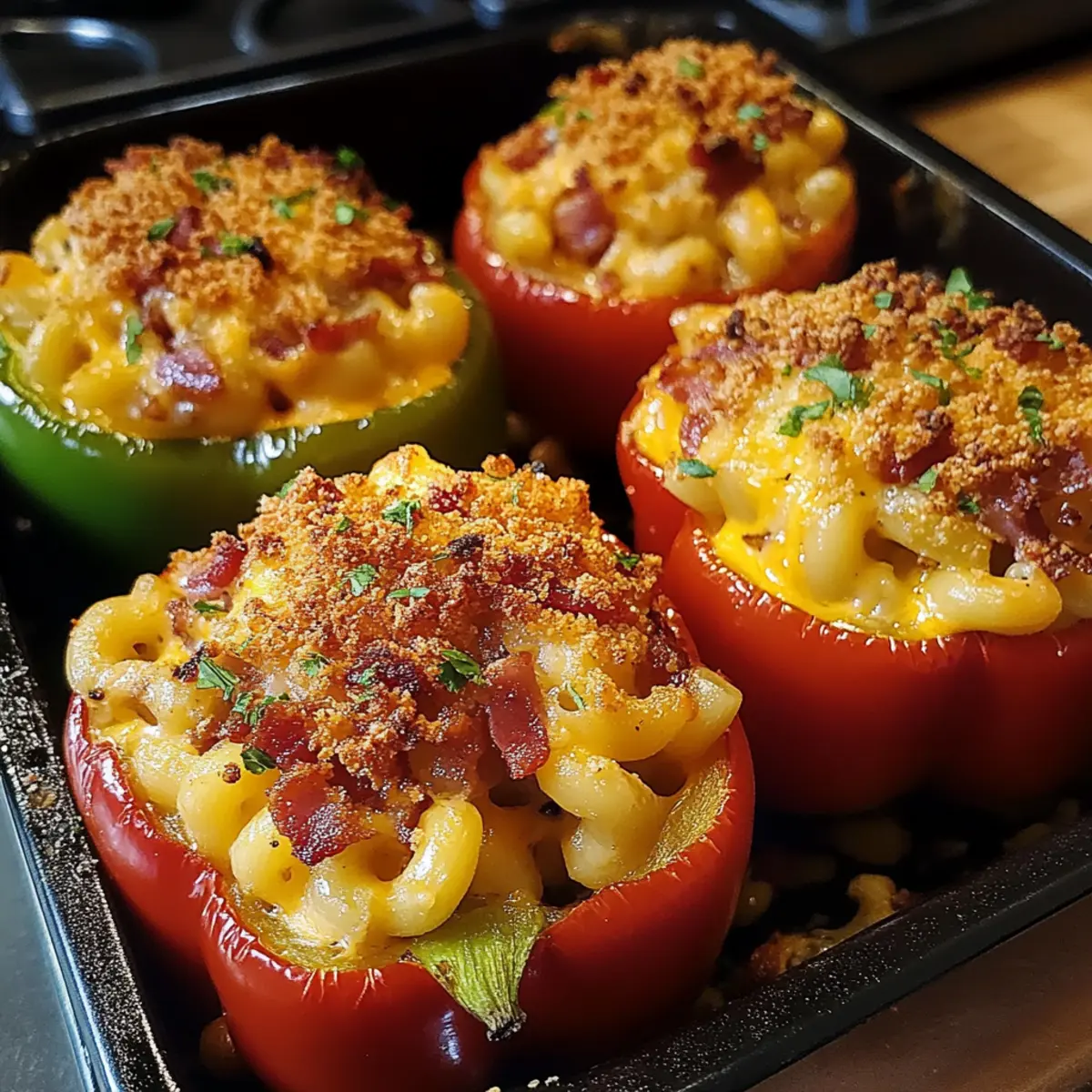 Smoked Bacon Mac Cheeseburger Stuffed Pepper Bombs