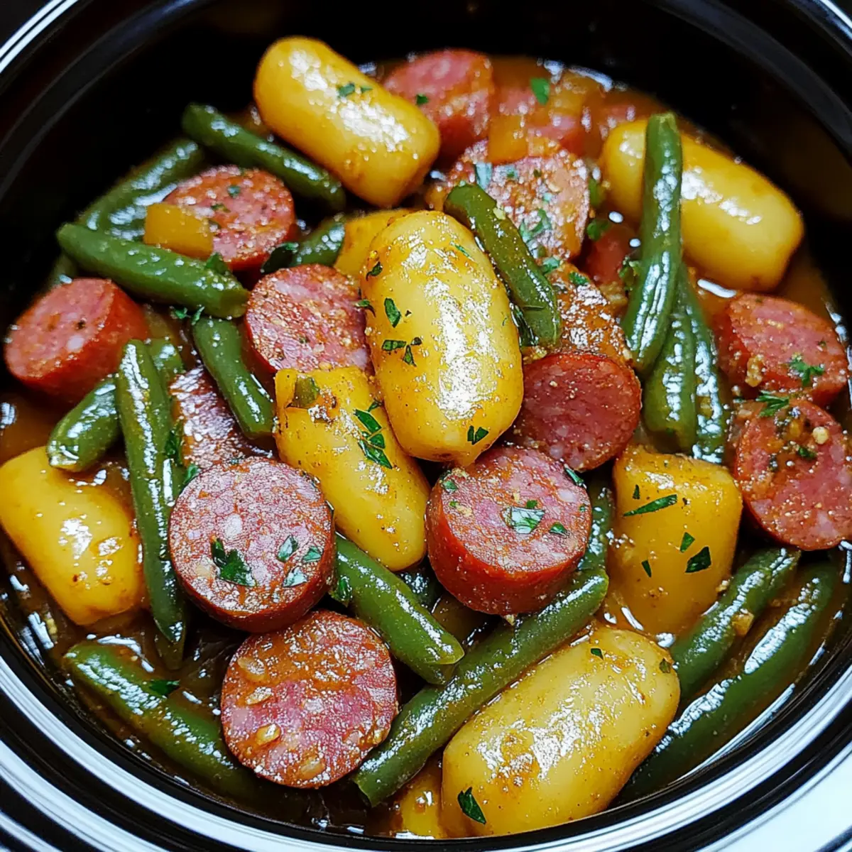 Crockpot Kielbasa and Green Beans