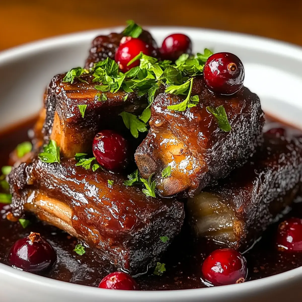 Crockpot Cranberry Beef Short Ribs