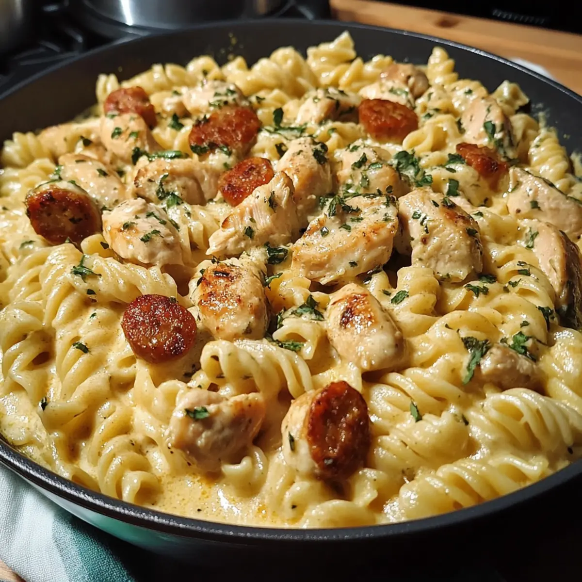 Creamy Pepper Jack Chicken & Sausage Pasta