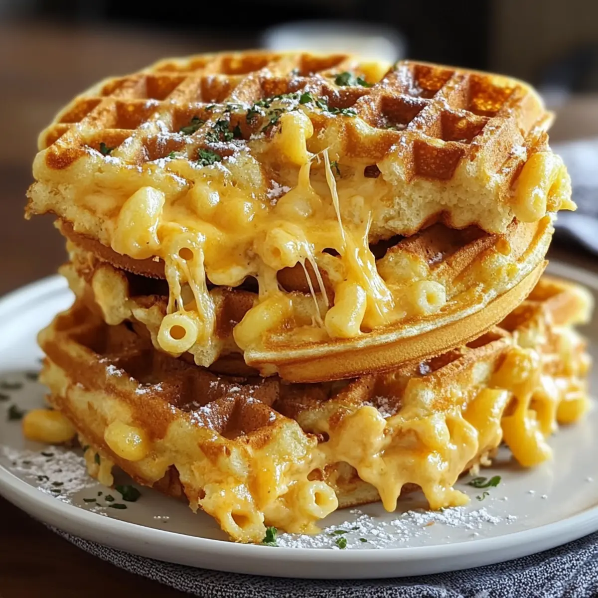 Mac and Cheese Stuffed Waffles
