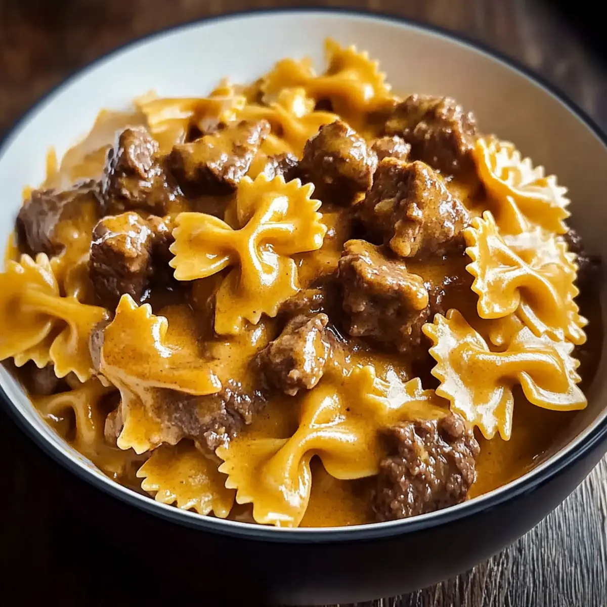 Creamy Velveeta Beef and Bow Tie Pasta
